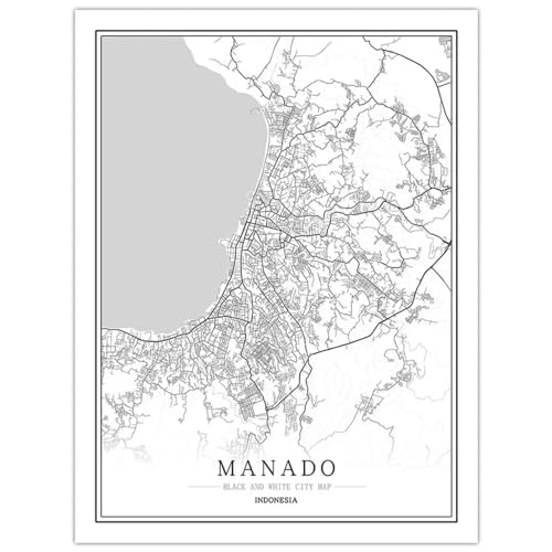 CUNNVN MANADO Schwarz-Weiss 3d Drucken Abstraktes Kunstkartenplakat Nordic Wohnzimmer Dekoration Leinwand Poster moderne Heimdekoration Kunstdruck geeignet für Schlafzimmer Wanddekoration 40x50 cm