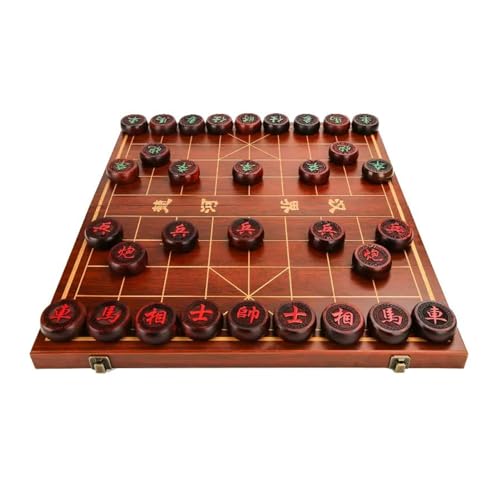 STEPHM Tragbares chinesisches Schachspiel-Set aus Ebenholz, Xiangqi, mit klappbarem Brett, Tisch-Lernstrategiespiel for 2 Spieler, for Teenager, Erwachsene und Familien(Size:4.8cm/1.9in)