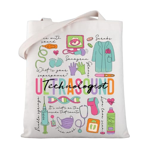 WSNANG Ultrasound Technologist Tote Bag Ultrasound Tech Gift RDMS Grad Wiederverwendbare Einkaufstasche Ultraschall Tech Graduation Geschenk, Ultraschall Tb