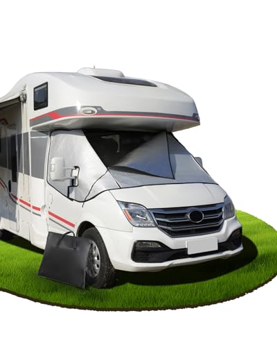 Ezcasch Frontscheibenabdeckung mit Reißverschluss, Umfassender Schutz vor Sonnen, Kalt und Staub, Silberne Scheibenabdeckung für FIAT Ducato Peugeot Boxer Citroen Jumper X250/290 ab 2006