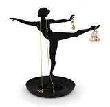 Kikkerland Schmuckhalter Ballerina, Metall, Schwarz, 18 x 17,8 x 10,2 cm