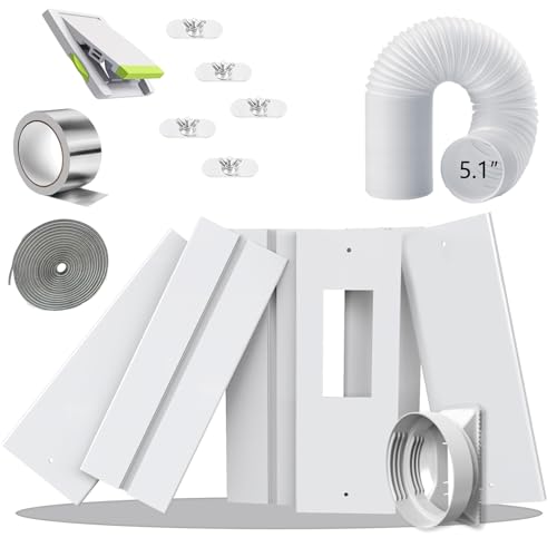 Aozzy 240cm Türabdichtung Platte für Mobile Klimaanlagen mit Φ13cm Schlauch, Sicherheitsschloss & Dichtung, Universaladapter 13/15cm für Klimageräte/Entfeuchter an Türen/Fenstern
