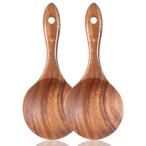 2 Stück Reispaddel, Reislöffel Holz Naturholz Hängbarer Antihaft-Reispaddel Reis Kocher Kochlöffel Reislöffel Aus Naturholz Für Die Küche: Kochen, Reis, Kartoffeln, Salate, Desserts