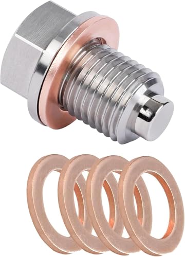 Wohlstand Magnetische Ölablassschraube M12 x 1.5 Ölablassschraube,Mit 5 Stück Kupferdichtung,Öl Ablassen Schraube Dichtring Ölablassschraube Auto Ölschraube für Die Meisten Autos