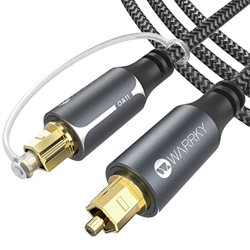 WARRKY Optisches Kabel, Toslink kabel, 3M [Nylon Geflochten, Vergoldeter Stecker, Aluminiumhülse] Digital Optisch Audiokabel, Kompatibel mit LG/Samsung Soundbar, Stereoanlage, Heimkino, PS4, Xbox