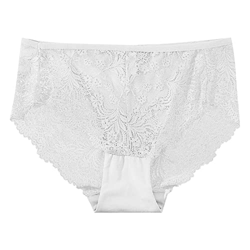 Frauen-reizvolle Feste hohe Taillen-Spitze-atmungsaktive Hüft-anhebende Briefs-Hosen Für Damen Sexy Unterwäsche (White, M)