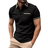 Poloshirt Herren Kurzarm Polohemd Stickerei Einfarbig Baumwoll Polo T-Shirt Herren Hemden Kurzarm Poloshirt Herren Slim Fit