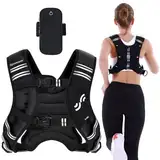 Sportneer Gewichtsweste mit reflektierenden Streifen für Gewichtheben, Laufen und Fitness 3,6 kg/ 5,4kg/ 6,8 kg/ 9kg/ 11kg, Brustgröße Verstellbar, Praktische Tasche, Gefüllte Gewichtsweste