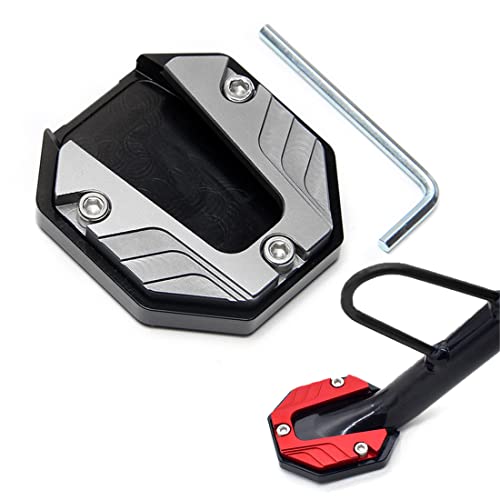 Motorrad Ständer Fuß Seitenverlängerung Pad Motorrad Seitenständer Unterstützung Stützplatte Vergrößern Ständer Seite Stehen Vergrößern Ständer Verlängerung Pad CNC Aluminium