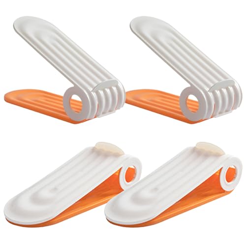 Pineeseatile Schuhstacker Schuhschlitzorganisator 4PCS Verstellbarer Schuhstapler 4 Level PP Schuhspace Sparer Dual -Layer -Schuh -Organisatoren für Schrank, Orange