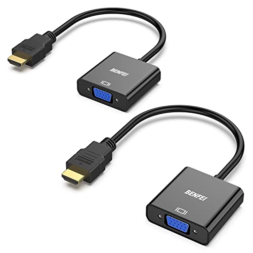 BENFEI HDMI zu VGA 2 Stück, Unidirektional HDMI-Computer zu VGA-Monitor Adapter (Stecker auf Buchse) für Computer Desktop Laptop PC Monitor Projektor HDTV Chromebook Raspberry Pi Roku Xbox und mehr