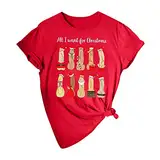 Das hässliche Weihnachtshemd der Frauen der Männer Sankt-Hemd Dirty Christmas Lustiges Weihnachtst-stück Geschenk für Weihnachten Secret Santa Gift Matching Tshirts Heimatmeer Damen (Red, L)