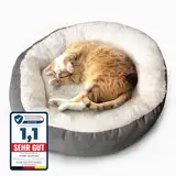 HITKIN Rundes Katzenbett flauschig - Ø 50 cm Katzenkissen – Waschbarer Katzenkorb – Rutschfestes Katzen Zubehör – Weiches Katzensofa – Cat Bed