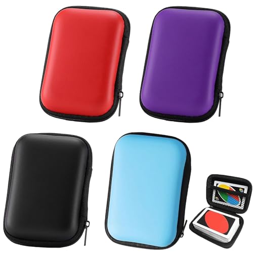 AHEJIOO 4 Stück Tasche Spielkarten Box, Spielkarten Etui, Spielkarten Aufbewahrung, Wasserdicht Kabeltasche, Für Karten, Spielkarten, Kopfhörer Datenkabelspeicherung(Rot, Lila, Schwarz, Blau)