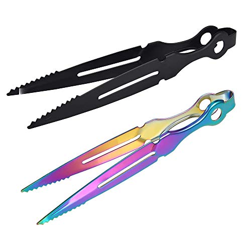 Yhuasia Shisha Zange Edelstahl, 2 Stück Metall Shisha Zange, Tabak Zange, Shisha Tabak Zange, Shisha Zange Set, für Charcoal Bar Shisha Pipe Zubehör Charcoal Clip (Schwarz und Farbig)
