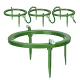 Kopinma 4 Set Automatische Bewässerung Pflanzen Wasserringe, Tropfstrahler, Hydro Tropfsystem Tropfring mit Integriertem 1/8 Einlaufstutzen, 3 Abnehmbare Pfähle, Selbstbewässernder Pflanzgefäßeinsatz