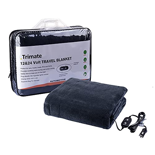 Trimate Heizdecke für Elektroautos, Plüsch, 3 Heizstufen, automatische Abschaltung, waschbar, 55 x 40 cm, passt in Autos mit 12 V und Truc's 24 V Steckdose, ideal für kaltes Wetter, Heckklappe,