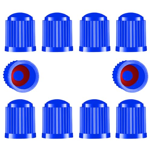 10 Stück Reifenventilkappen Auto Staubkappen Fahrrad Universal Reifen Vorbau Staubabdeckungen mit Dichtung für SUV Autos Fahrrad Motorräder LKW, Blau