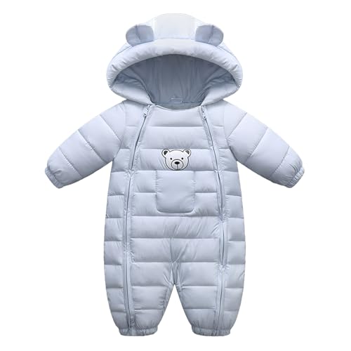 Baby Schneeanzüge Winter Overall Strampler Mit Kapuze Outfits Bär Jungen Mädchen Spielanzug Hellblau 12-18 Monate