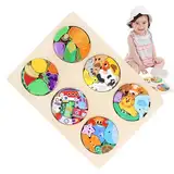 Kinderrätsel, Holzrätsel - Animal Building Block Rätsel | Farbenfrohe Vorschulerziehung Brain Teaser Boards, pädagogische Mindspiele für Mädchen