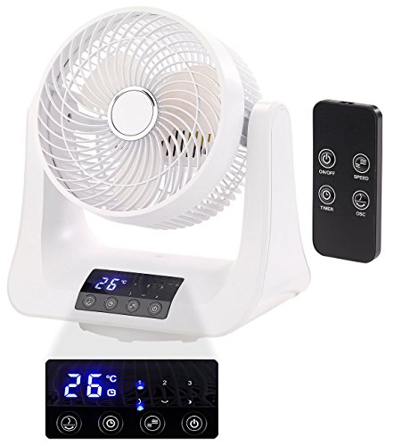 Sichler Haushaltsgeräte Ventilator Fernbedienung: Digitaler 3D-Robo-Raumventilator & Luftzirkulator, 45 Watt, Ø 21 cm (Ventilator 3D, Tischventilator mit Fernbedienung)