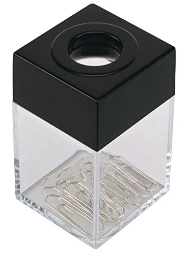 Q-CONNECT KF02132 Magnetischer Klammernspender Büroklammernspender Briefklammerspender/Rechteckig Transparent/für Büroklammern/ 4 x 4 x 7 cm/ 1 Stück