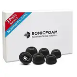 SONICFOAM Memory-Schaum-Ohrhörer-Aufsätze – Prämie Geräuschisolierung, Ersatz-Ohrhöreraufsätze aus Schaumstoff, 3 Paar für Airpods Pro (SFAIR, S/M/L, Schwarz, Testerpaket)