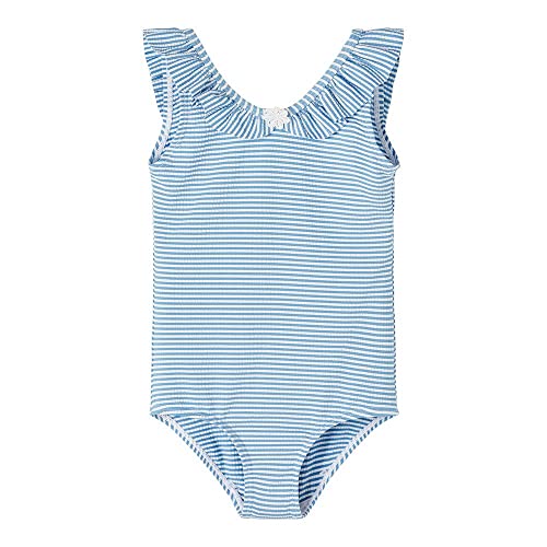 NAME IT Girl's NMFZANNAH Swimsuit NOOS Badeanzug, Silver Lake Blue, 110/116