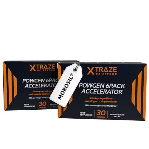 Morosil, Grüner Tee, Cayennepfeffer, Vitamin C, Vitamin B6 und Schwarzer Pfeffer - 60 Kapseln für 60 Tage - PowGen 6pack Accelerator - XTRAZE