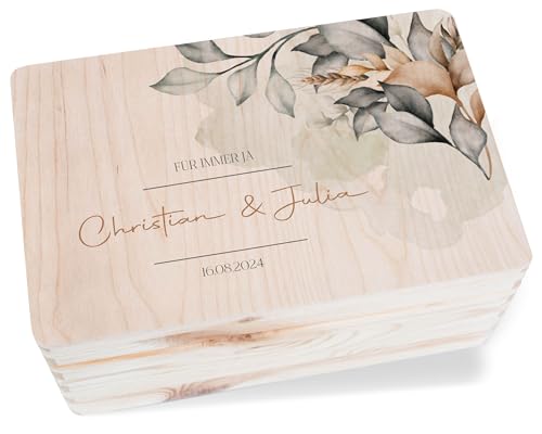 Erinnerungsbox - Für Immer ja | Liebesgeschenk | Ich Liebe Dich Geschenk Holzkiste | Geldgeschenk Verpackung Hochzeit Geldbox | Schatzkiste Hochzeit | Geschenkbox Liebe | Beziehung Geschenk - 30 x 20