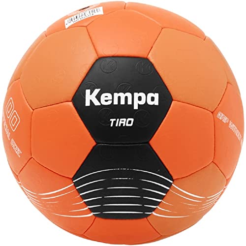 Kempa Tiro Kinder Handball - gewichtsreduziert - Ball für Kinder Trainingsball und Spielball - weiche Schaumstofflaminierung, Fluo orange/schwarz