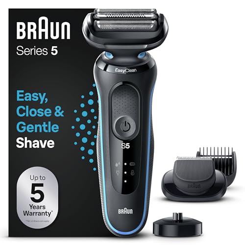 Braun Series 5 Elektrorasierer mit EasyClick Barttrimmer Aufsatz, Rasierer Herren Elektrisch Ladestation, EasyClean, Wet & Dry, rasierapparat, trockenrasierer, Made in Germany, 51-M4500cs, mintgrün
