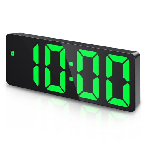 Ankilo Digitale Wecker, LED Uhr, Tischuhr mit Temperaturanzeige, Reisewecker, einstellbare Helligkeit, 12/24H Anzeige, Digitaluhr für Haus, Schlafzimmer, Büro, Kinder, Ältere,Grün