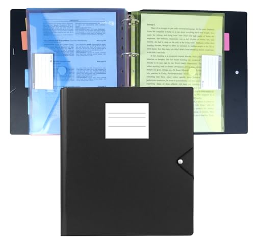 Dokumententasche A4 zum Abheften,Mappen Ordnersystem mit Ringordner A4 mit 12er Dokumentenmappe a4 Ringbuch mit Klettverschluss für Ordner Organizer,Wasserdicht Dokumenten Organizer (mit Haftmarker)