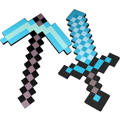 Rcxnm Spiel Schwert und Spitzhacke, 2 Sätze, Blau und Schwarz-45cm
