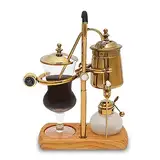 Siphon Balance Kaffeemaschine, Siphon Kaffeemaschine Set, Vakuum-Kaffeebereiter, Naturholzsockel und Deckelknauf,Glas-Vakuum-Kaffeemaschine, Extraktionswerkzeuge für Handgebrühten Kaffee (Golden)