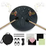 TEGOVE Zungentrommel Tragbare Mini Trommel 6 Zoll 13 Töne,Steel Tongue Drum,Steel Pan Töne Schlaginstrument,Mit Liederbuch,Schlägel,Fingerpick und Tragetasche,für Meditation Yoga Klangheilung