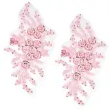 CABODYALS 2 Stück 3D Stickerei Applikation Mit Blumenmotiv Polyester Pailletten Blumen Applikationen Rosa Perlenspitze Bestickt Zum Aufnähen Auf Tüll Flicken Zum Nähen Basteln Kleidung Hochzeit Brautk