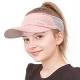 Sukeen Schnelltrocknende Sonnencap Damen Visor Cap Kinder,UV-Schutz Sonnenschild Visor 5-12 Jahre Mädchen Jungen,Cooles Elastisches Visier mit schweißabsorbierendem, atmungsaktivem Schweißband-Rosa