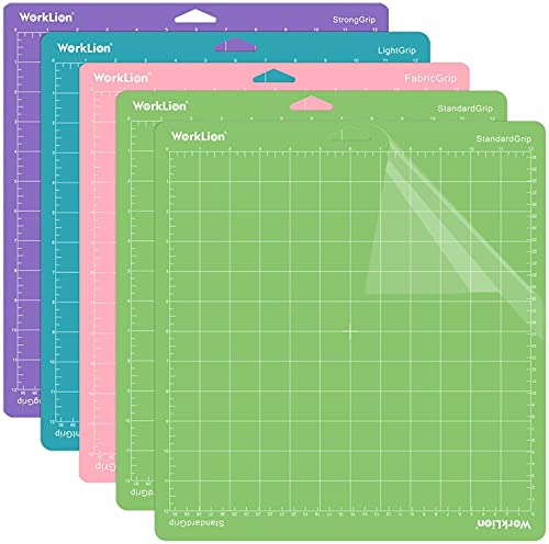 WORKLION 5 Pack Schneidematte 30,5x30,5 für Cricut: Cricut Explore Air 2/Air/One Maker Gridded Adhesive Anti-Rutsch Quilting Cricket Schneidematten Ersatz Zubehör für Cricut – Schneidematten-Set