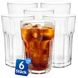 KONZEPT - Wassergläser Set 6-teilig, Große Gläser, 410ml, Trinkgläser Set, Stapelbar - ideal für Saft, Eiskaffee Cocktails, Latte Macchiato