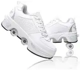 Roller Schuhe, Schuhe mit Rollen rollerskates mädchen Männer, Skateboard Schuhe Bequem Und Atmungsaktiv Quad Skates Verstellbare Rollschuhe Verstecktes Rad Sneaker mit Rollen