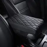 Leather Car Armrest Box Pad, Universal Center Console Lederpolster, Armlehne Universal Auto Box Pad, Auto Armlehnen Auflage, Armlehnenbox aus Gedächtnisschaum für Fahrzeuge (Black)