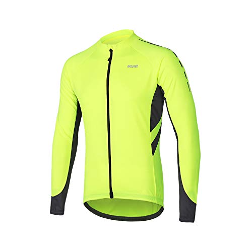 ARSUXEO Radtrikot für Herren, Fahrradtrikot Langarm, Radfahren Shirt, Radsport Trikot MTB Fahrrad-Bekleidung 6030 grün XL