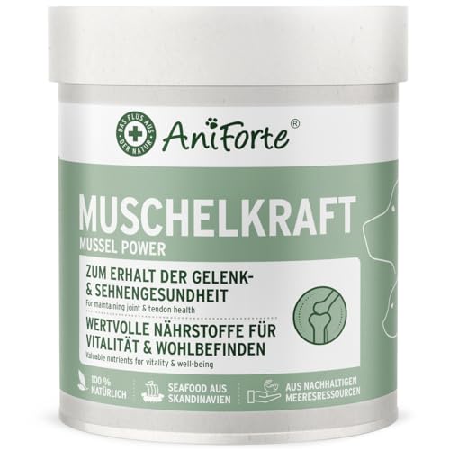 AniForte Muschelkraft für Hunde 150 g - 100% natürliche Blaumuschel Flocken mit Omega-3 & Omega-6 für Gelenke, Vitalität, Fell & Haut