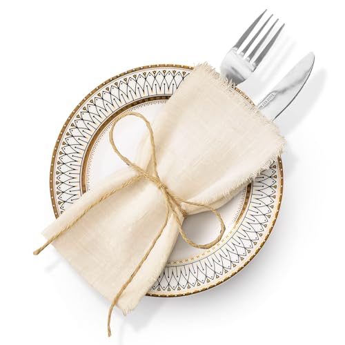 6 leinenservietten stoffservietten Rand stoffservietten servietten stoffservietten Cloth Napkins leinenservietten Serviette Hochzeit Party Western-Stil Tischdekorat【42 x 42cm Helles Khaki】
