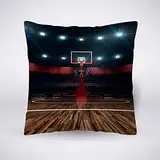 Pehede Kissenbezug, Basketballplatz, Sport-Arena, Baumwolle, Leinen, dekorativ für Sofa, Couch, Stuhl, Schlafzimmer, 45,7 x 45,7 cm