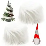 Kunstfell Band Kunstpelz Fellstoff, 2 Stück 150cm Furry Faux Craft Plüschstoff Kunstleder,Dekoband Plüsch Trim Stoffrolle,Kunstleder Plüsch Weiß Pelz Fell Fluffy Stoff, Dwarf DIY Dekoration Weihnachts