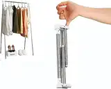 ANLEBUY Tragbarer kleiderständer klappbar, stabil kleiderständer klein kleiderstange zum Mitnehmen, leicht Clothes Rack für Tanz, Reisen, Camping, Wäsche, Wandern, weiß + 3 platzsparende kleiderbügel