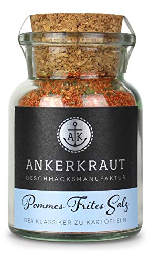 Ankerkraut Pommes Frites Salz, Pommes Gewürz, für traditionelle Pommes als auch Süßkartoffelpommes, 130g im Korkenglas